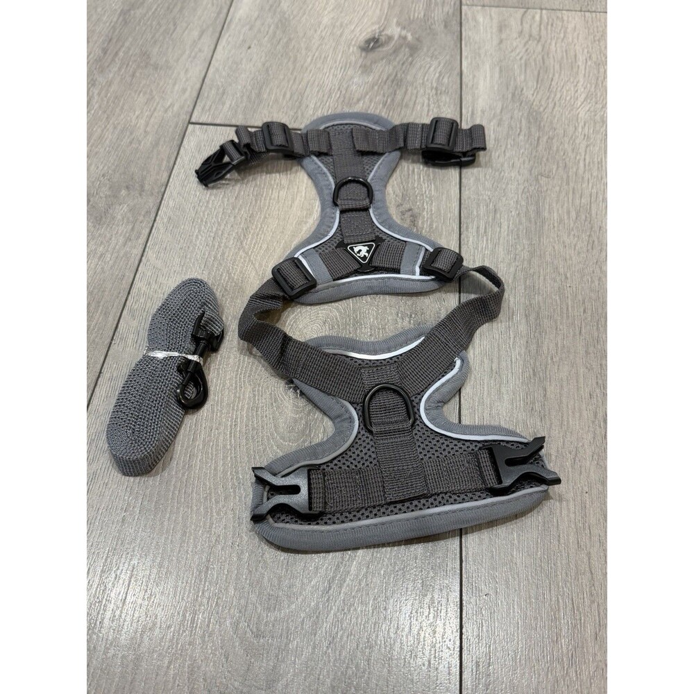 Gray Cat Small Dog Harness & Leash Set Size M Reflective Escape Proof
